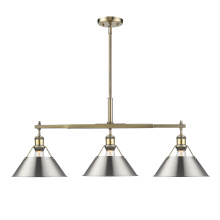 Golden Canada 3306-LP AB-PW - Yep by Golden Lighting Orwell 3-light Island Light in Aged Brass and Pewter shade